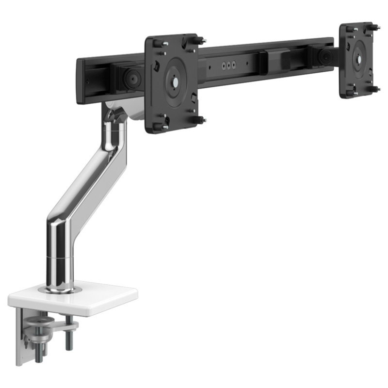 Height Adjustable Universal 2 Screen Desk Mount, White