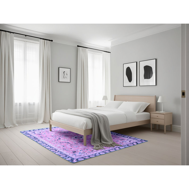 Tapis bleu tissé à la machine Fiskdale, Rectangle 5 pi x 7 pi
