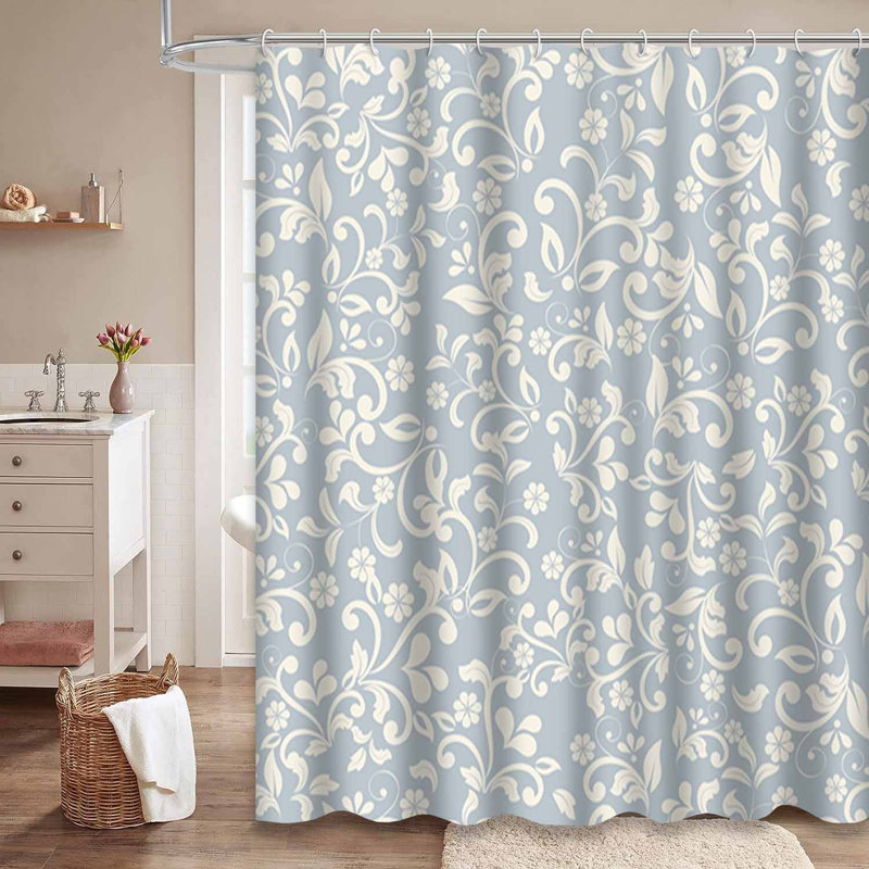 Rideau de douche imperméable à motif floral avec 12 crochets, L 72 po x l 84 po