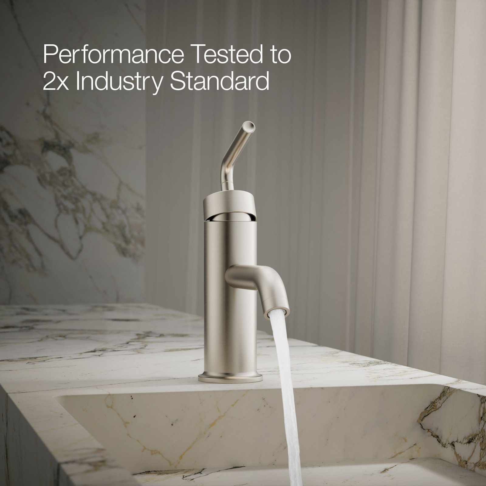 Purist Single-Hole Bathroom Faucet with Drain, Vibrant Brushed Nickel