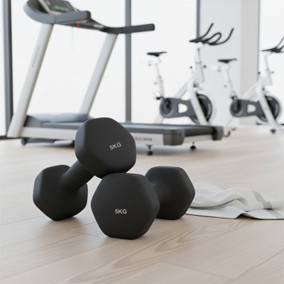 Set Of 2 Dumbbells, Hand Weights With Neoprene Coating, Hexagonal Dumbbells Pair, Home Workout, Fitness Training Exercise