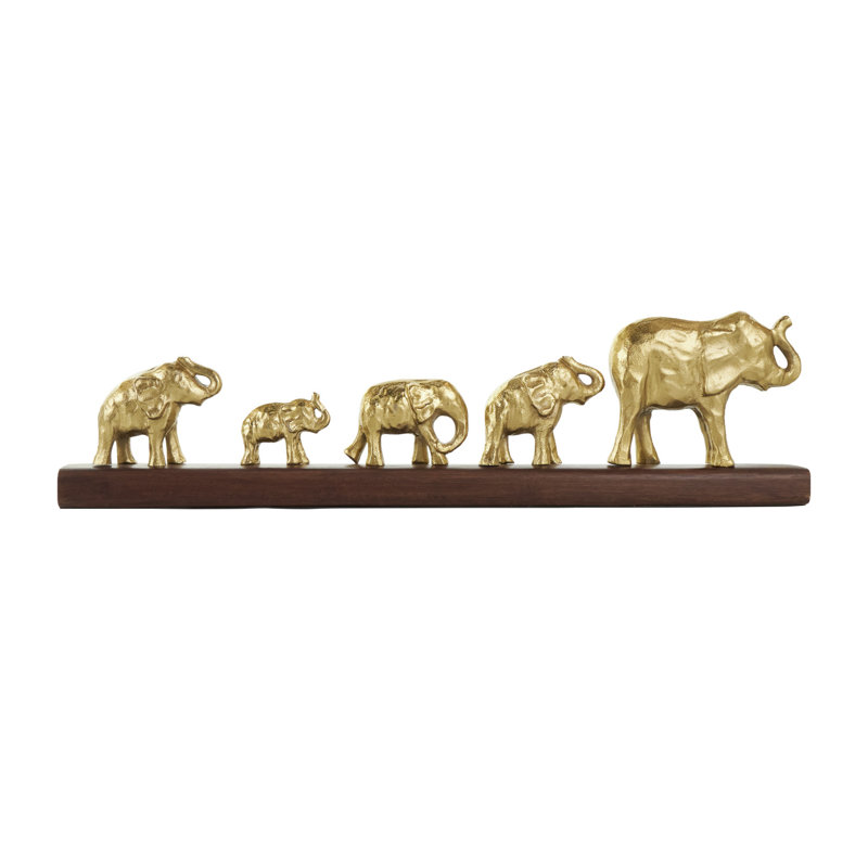 Sculpture éléphant en métal Seigle, H 8 po x l 29,85 po x P 2,8 po