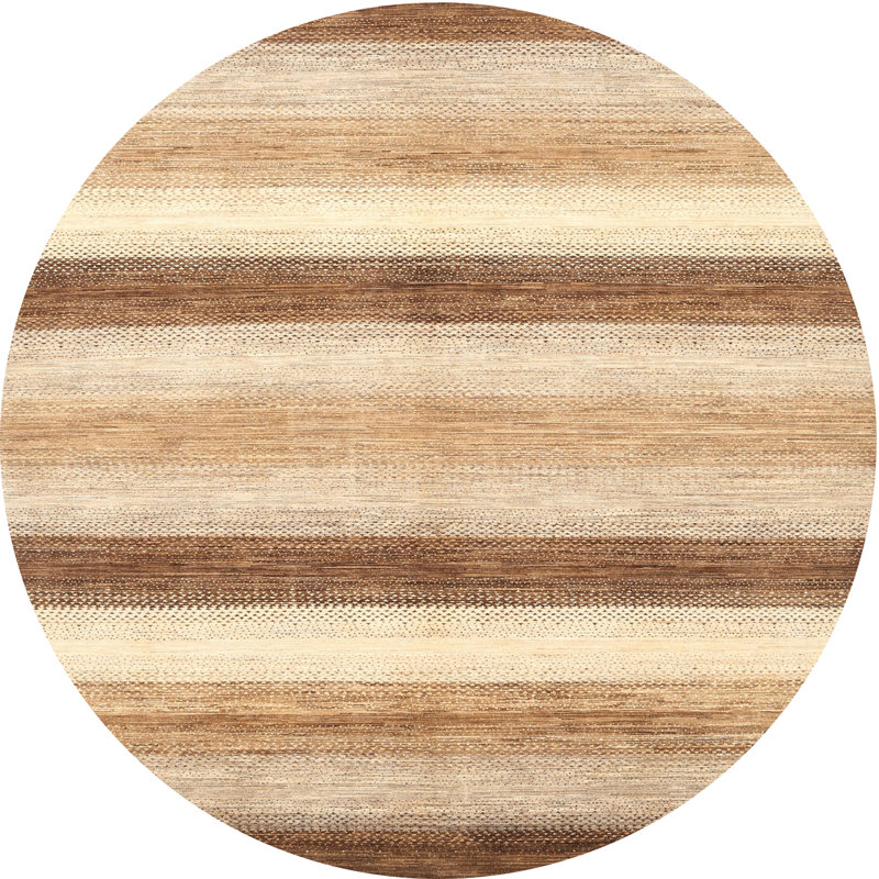 Tapis brun/beige contemporain, Rond 6 pi