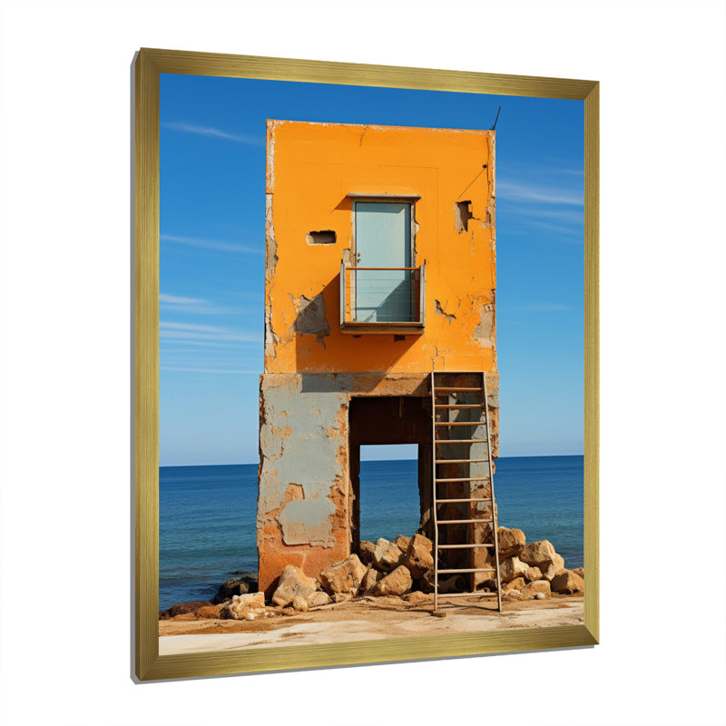 Coastal Minimalisme, photo XV sur toile, Encadrement doré, H 32 po x l 16 po x P 1 po