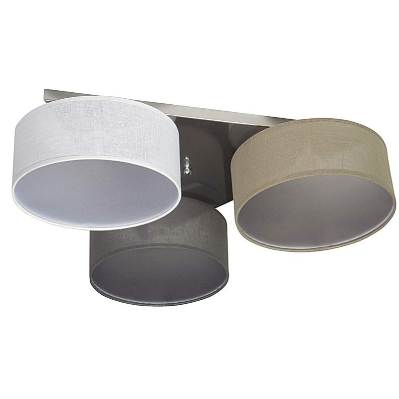 Pulley Fabric Semi Flush Mount, White/Light brown/Graphite