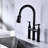 Matte Black Bridge Faucet - Dual Handle For Accurate Flow And Temperature Adjustment Sink 360-Degree Rotating Nozzle Extended Cleaning Area