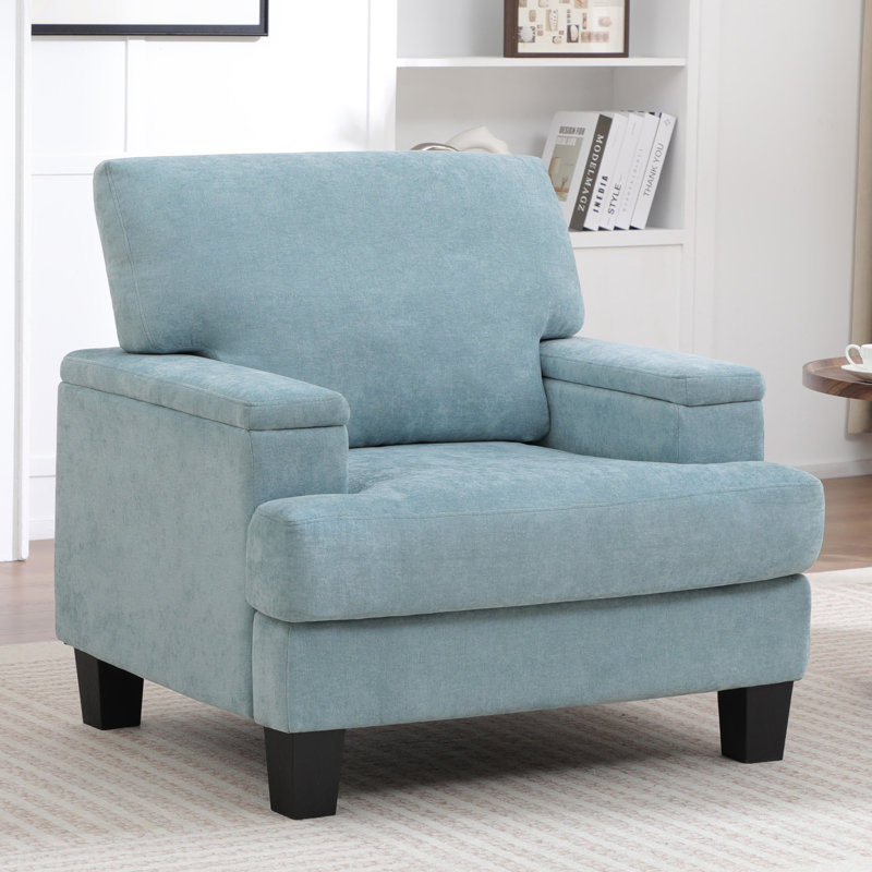 Fauteuil rembourré avec rangement intérieur pour accoudoirs, Vert