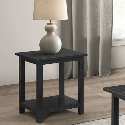 Table de bout en bois de Java vieilli avec tablette de rangement | Idée de cadeau