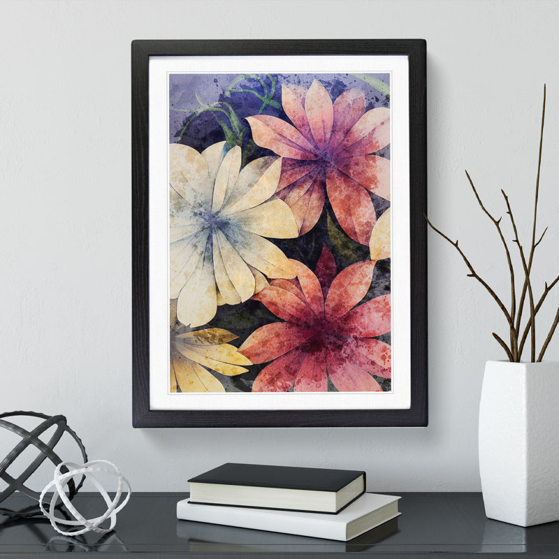 Flowers Water No.2 - Single Picture Frame Painting, Black, 64cm H x 46cm W x 2cm D