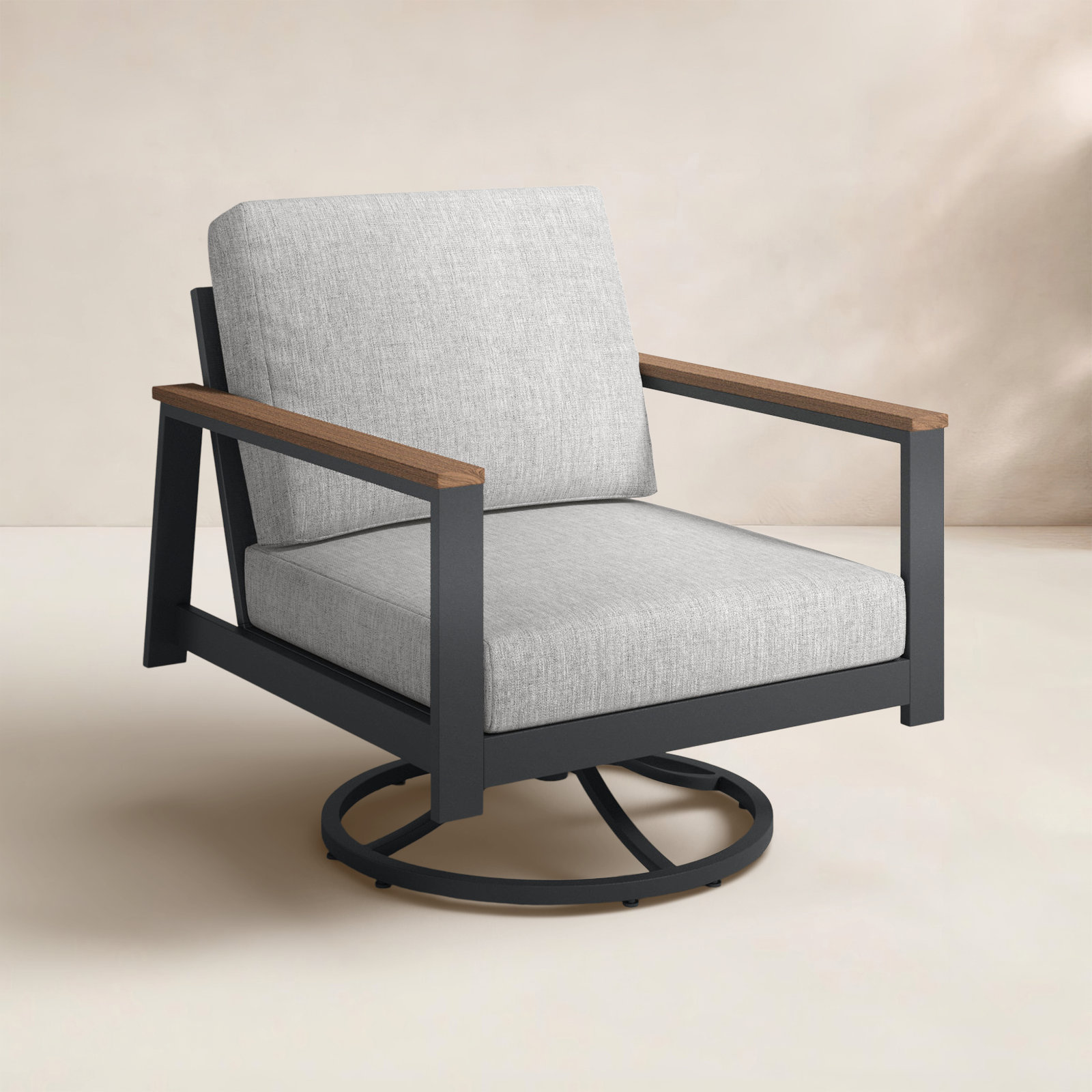 Townsend Sunbrella® Metal Patio Rocking Chair, Sunbrella® Canvas Granite, Mahogany, Yes