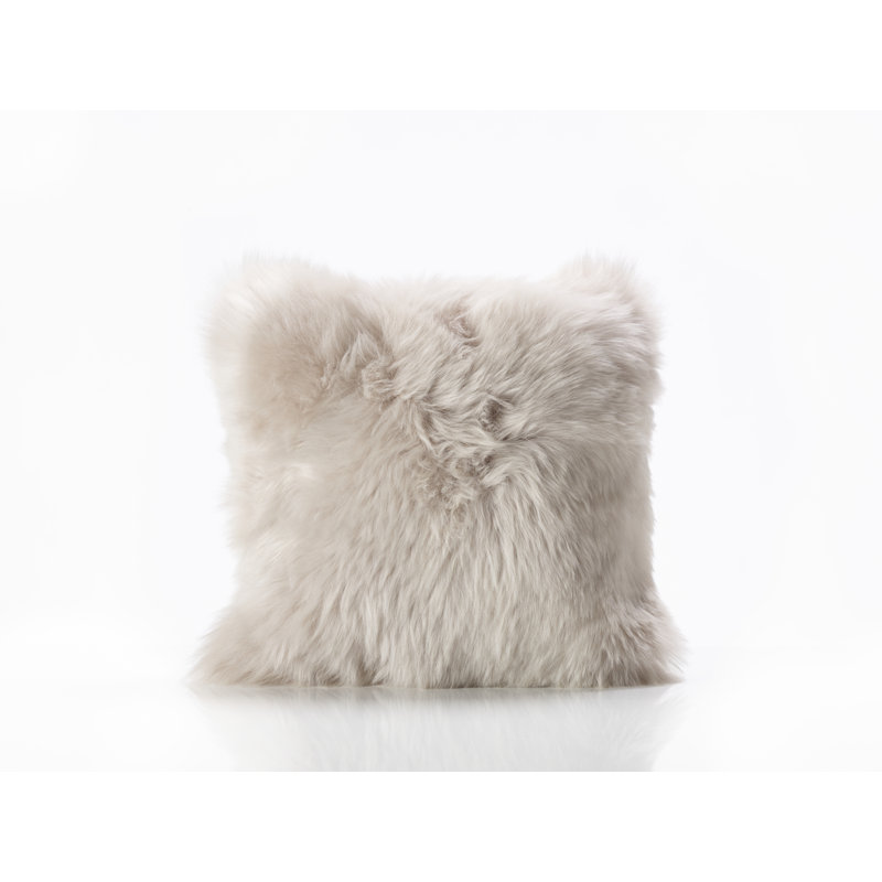 Sheepskin Cushion with Inner, Dark Brown