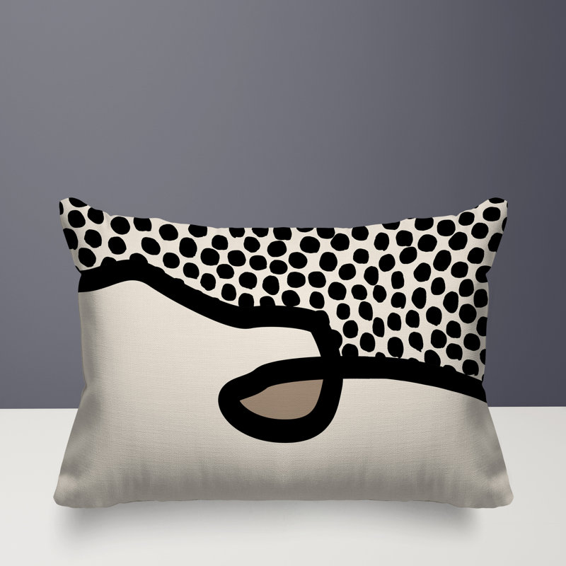 Coussin lombaire réversible intérieur / extérieur Jai Abstract, H 14 po x l 20 po, Beige