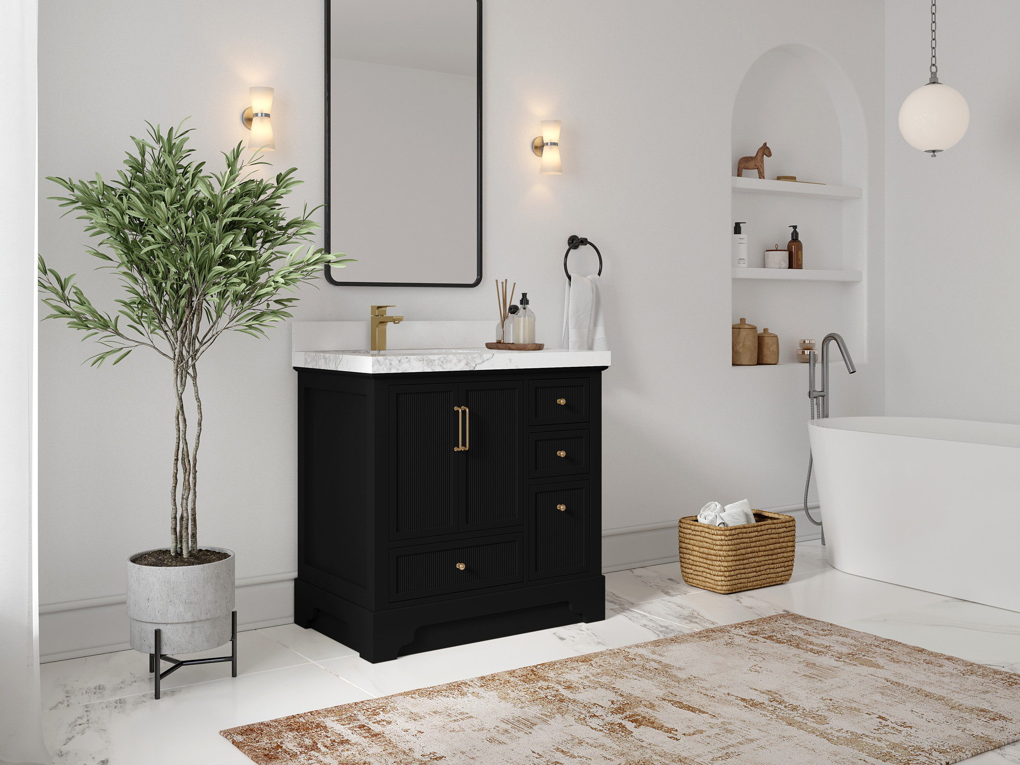 Willow Collections Alys 36'' Free Standing Single Bathroom Vanity with ...