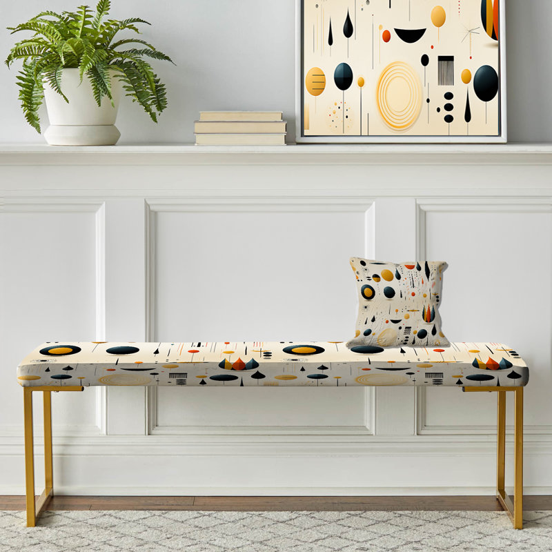 Mcm Graphic Artistry - Banc rembourré doré Mid-Century