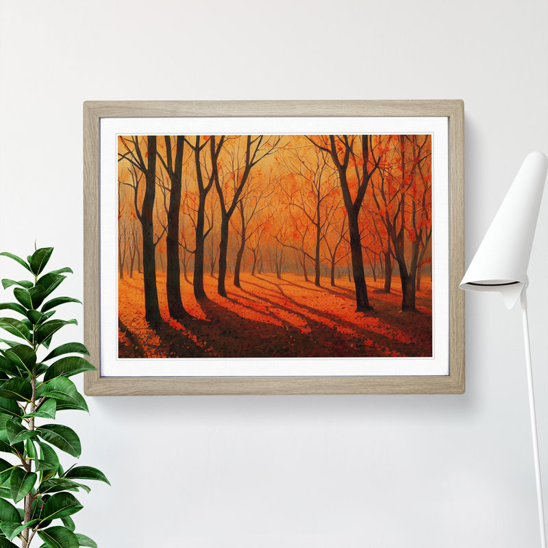 Electrifying Autumn Forest - Single Picture Frame Painting, 25cm H x 34cm W x 2cm D, Oak