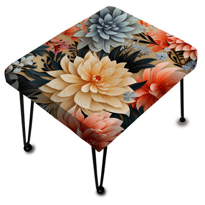 Multicolore Fusion contemporaine à motif floral - Repose-pieds rectangulaire floral