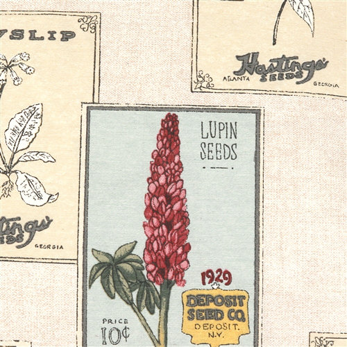 Vintage Seed Packet Throw Pillow