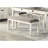 Antique White Wooden Bench With Upholstered Gray Textured Seat - 48X16.5", Fabric, 300Lbs Weight Capacity, Dining 48" Finish Seat, 19.5"H, Wood