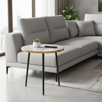 Stainless Steel Coffee Table With Titanium-gold Trim And Spacious Tabletop, Suitable For Living Rooms And Bedrooms.