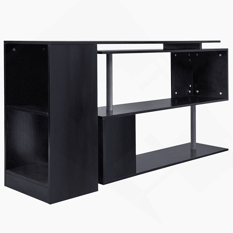 Bureau en L avec tablettes de rangement