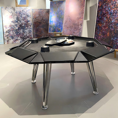 57.87"Modern Light Luxury Black Poker Table