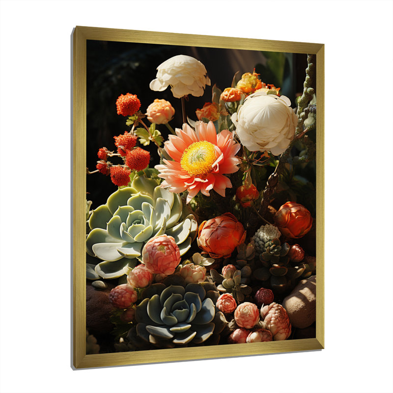 «Zarriyah Desert Cacti Garden I», reproduction sur toile, H 44 po x l 34 po x P 1,5 po, Cadre doré simple