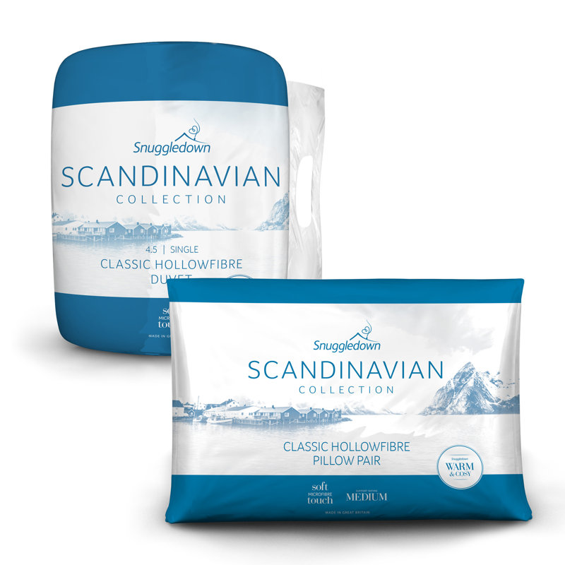 Snuggledown Scandinavian Hollowfibre 4.5 Tog Summer Duvet with 2 Pillows, Single