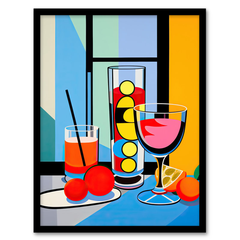 Cocktail Party Vibrant Geometric Graphic Design Kitchen - Single Picture Frame Print