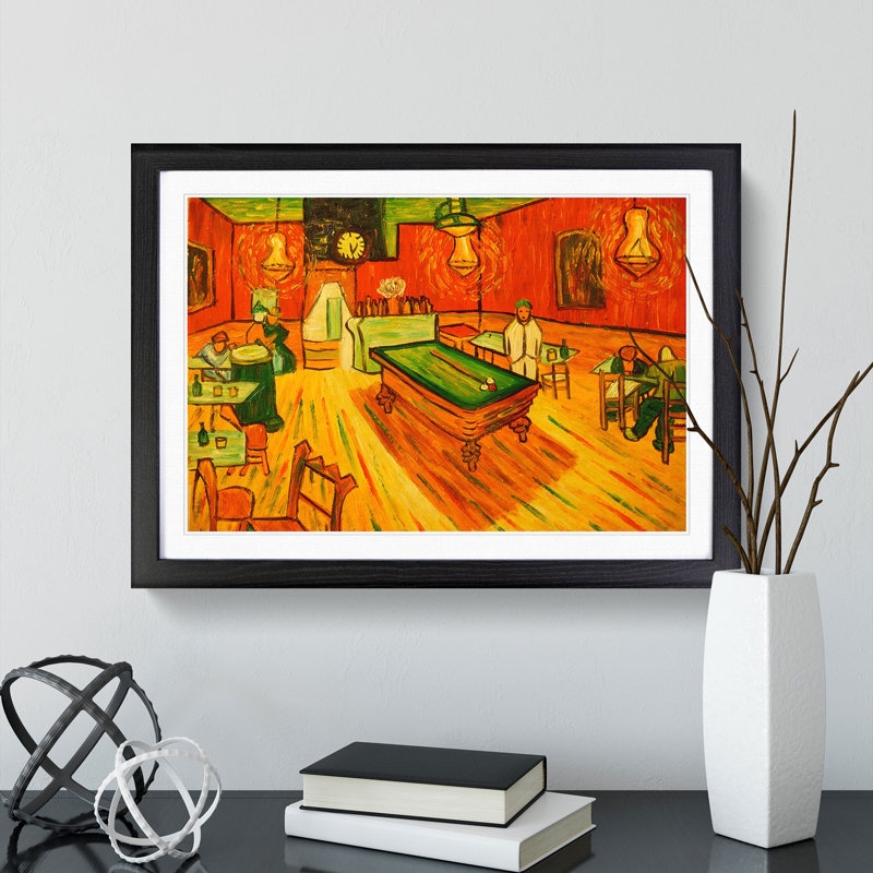 The Night Cafe Vol.1 by Vincent Van Gogh - Picture Frame Painting, 48cm H x 65cm W x 2cm D, Black Framed