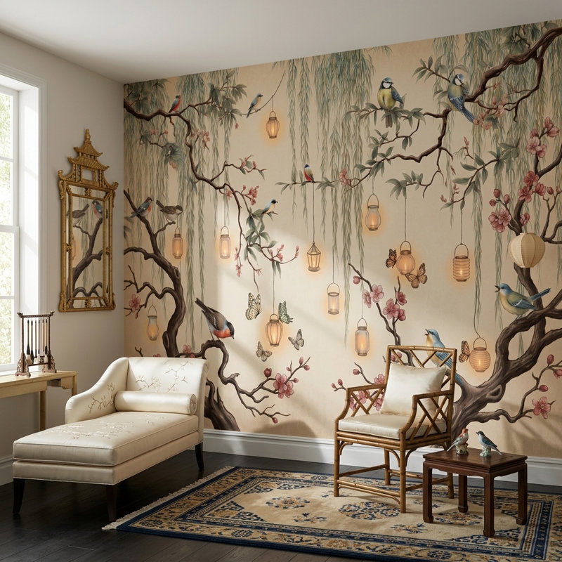 Décoration murale Cherry Blossoms, Non tissé, 160"x108"