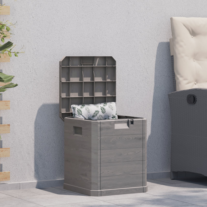 Coffre de terrasse en poly rotin verrouillable 23,8 gallons East Urban Home, Brun, 74 gal.