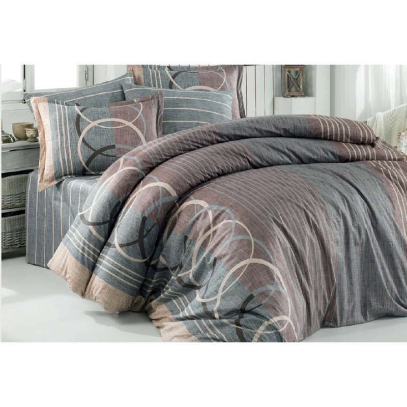  Ensemble de housse de couette en coton Ranforce, Housse de couette pour grand lit, Gris foncé