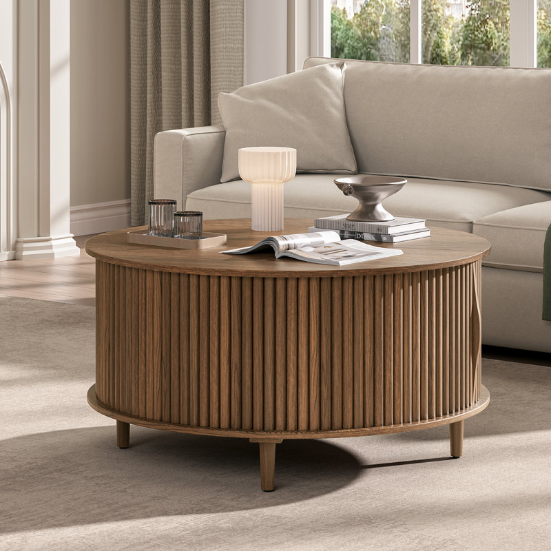 Table basse avec rangement Mid-Century, Bois brun