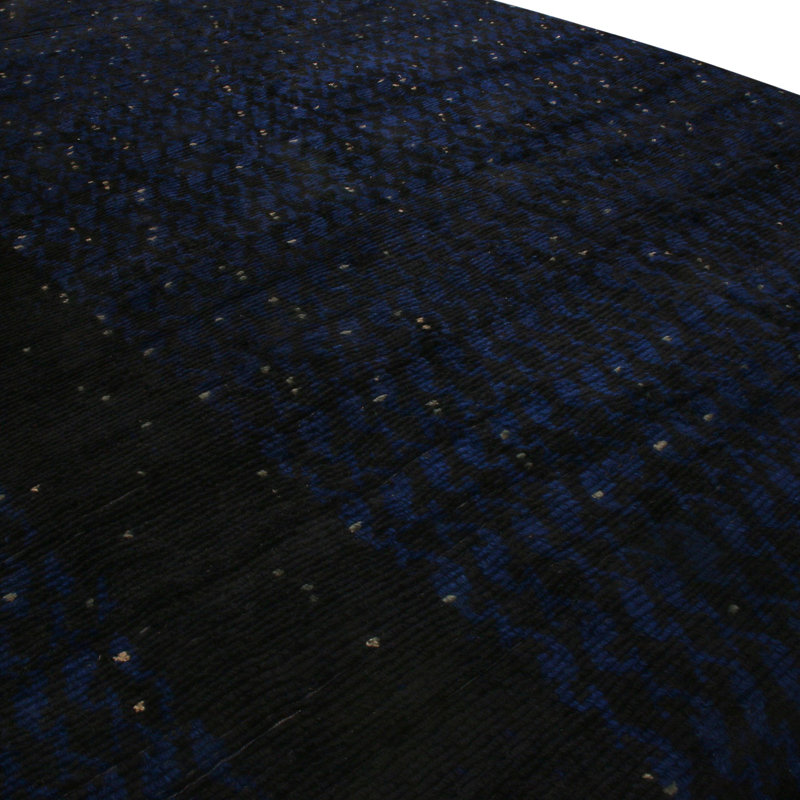 Rug & Kilim’S Scandinavian-Inspired Geometric Black And Blue Wool Rug, Rectangle 10' x 14'