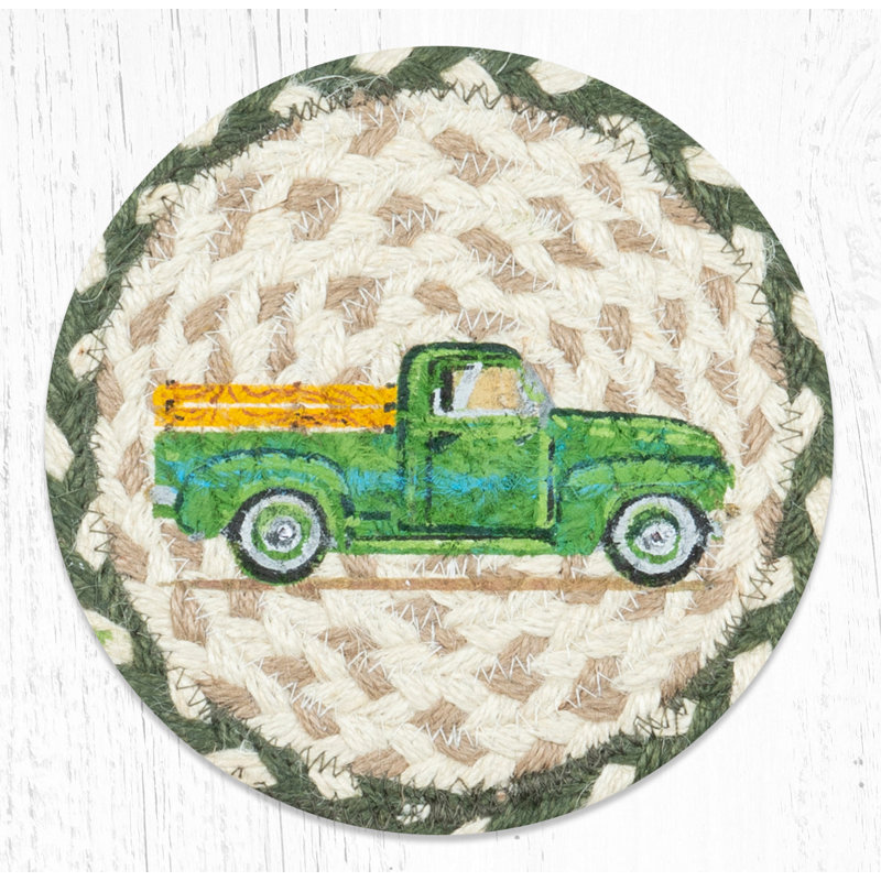  Accent rond en jute tressé à la main 7 po