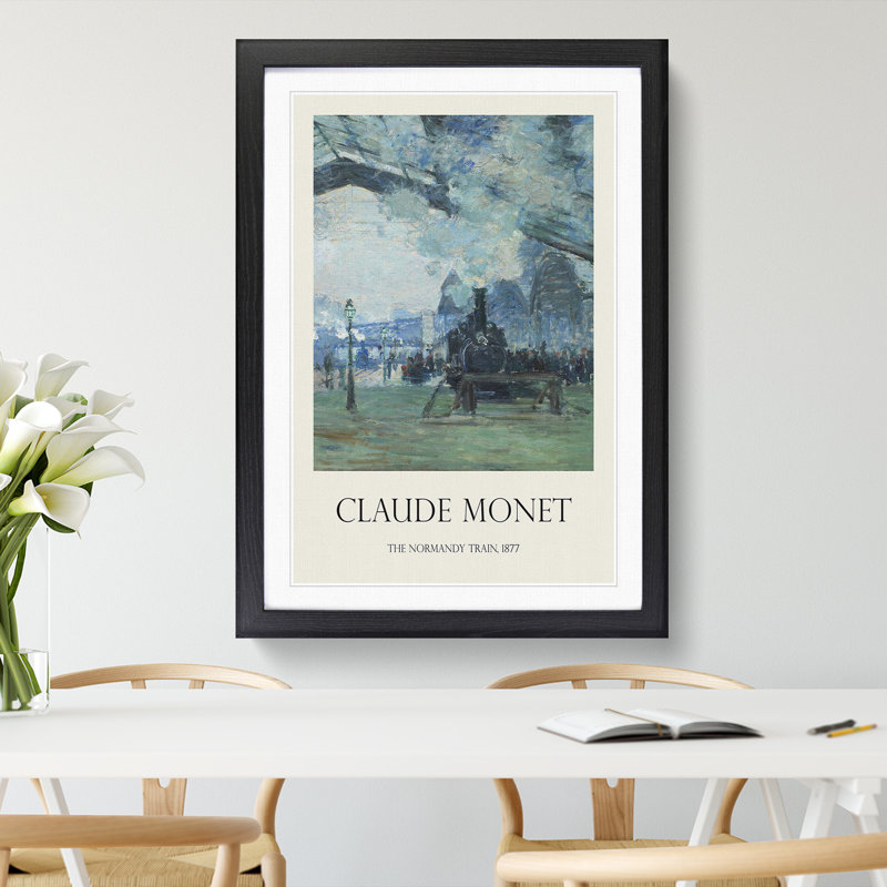 Normandy Train by Claude Monet - Picture Frame Painting, Black, 48cm H x 36cm W x 2cm D