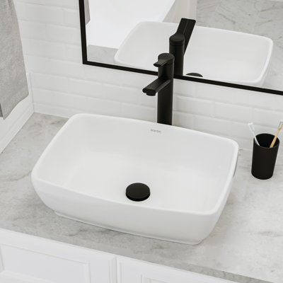 Porte-gobelets 19 po Karran Valera Lavabo de salle de bain vasque rectangulaire en porcelaine vitreuse