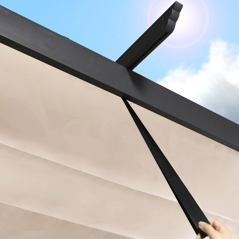 Pergola en aluminium avec auvent, H 96 po x l 156 po x P 113,7 po, Beige