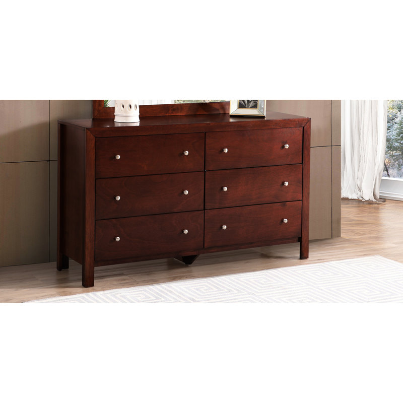 Commode G2400-d en cerisier - Placage de bois massif, mouvement des tiroirs en métal sans soudure, meuble en placage véritable de l 17 po x H 34 po x P 58 po, pour un accès facile.
