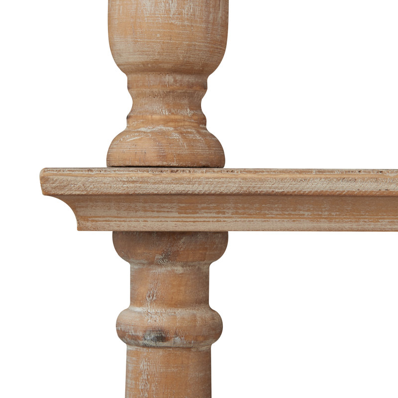 Maxwell Natural Wood 60" 4-Tier Bookshelf with Distressed Finish