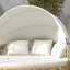 Patio Daybed with Cushions, Round Rattan Daybed, Patio Furniture Set, Sectional Outdoor Sofa