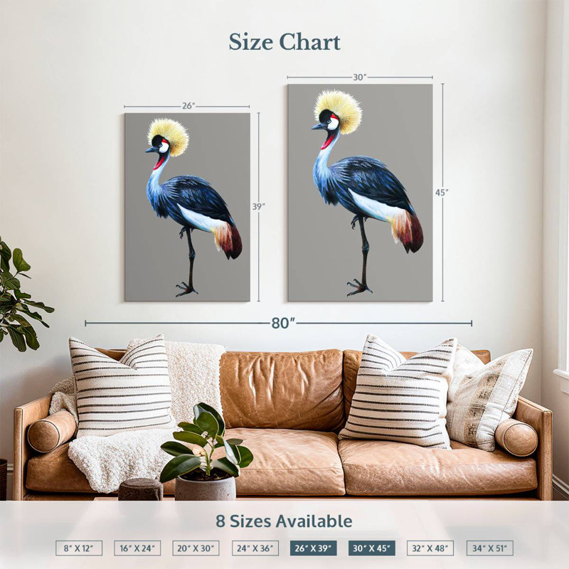 Brampt Crane With Grey Crown, 39" H x 26" W