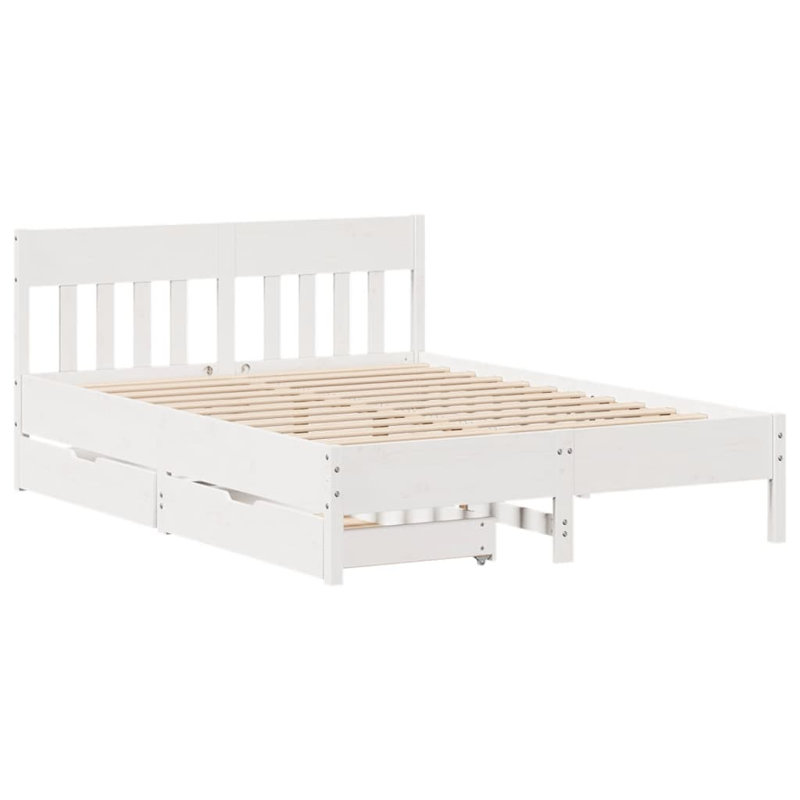 Vernia Solid Wood Bed, White, 185.5 x 205.5 cm