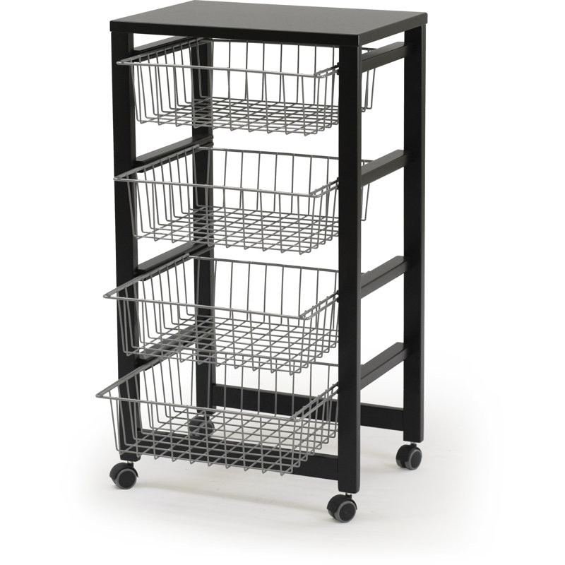Ruthar Solid Wood Bar Cart, Black