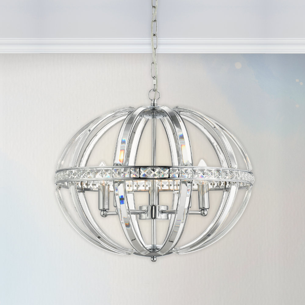 Venus 5 - Light Polished Chrome Crystal Pendant