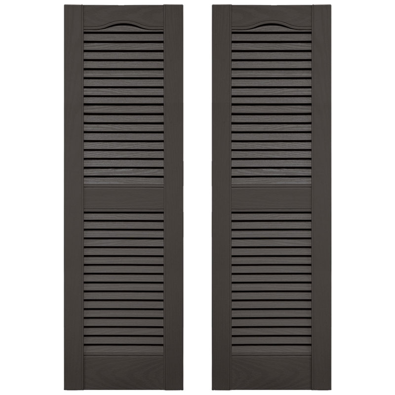 Builders Edge, panneau central cathédrale sur mesure, volets à persiennes ouvertes, Gris tuxedo, 12 po, 32 po