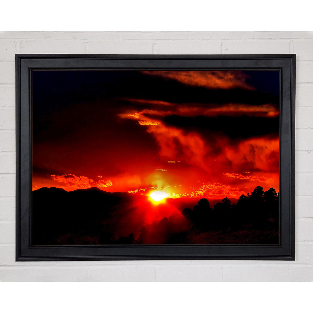 Vibrant Red Sun Clouds - Einzelne Bilderrahmen Kunstdrucke