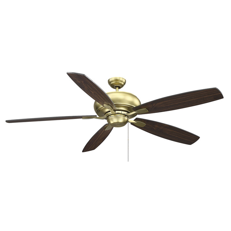 Ventilateur de plafond standard à 5 pales de 68 po avec chaînette Wyman, Laiton de succession