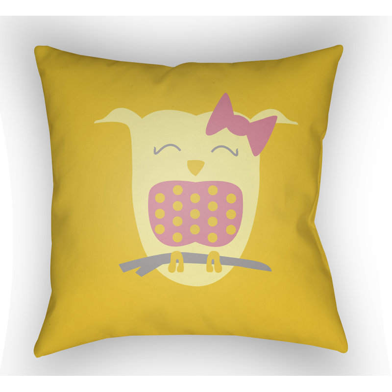 Littles Owl Throw Pillow, Yellow, 22" H x 22" W x 5" D