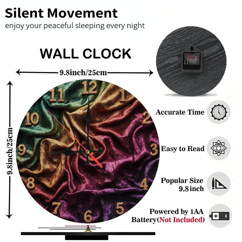 Horloge avec chiffres sur tissu irisé